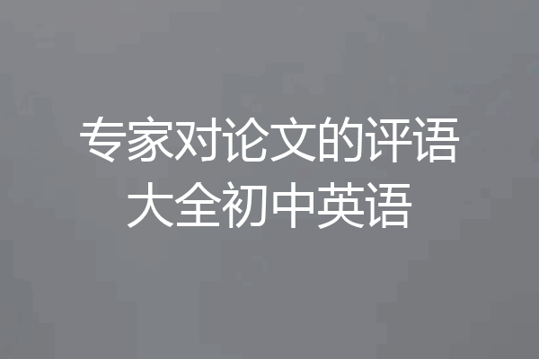 专家对论文的评语大全初中英语