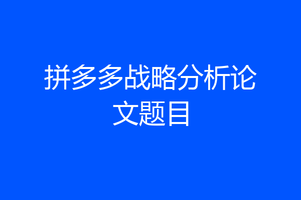 拼多多战略分析论文题目