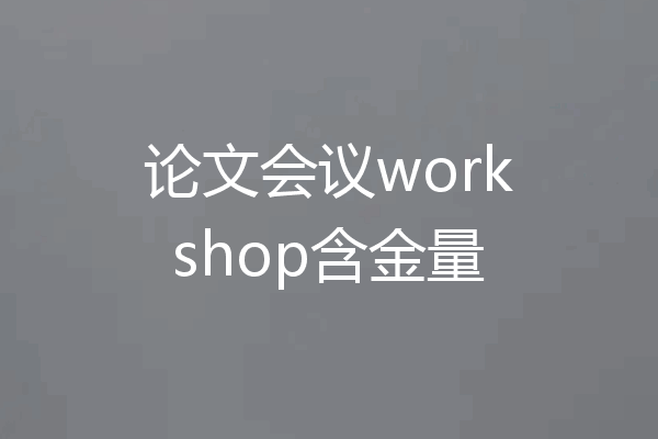 论文会议workshop含金量