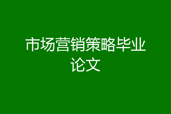 市场营销策略毕业论文