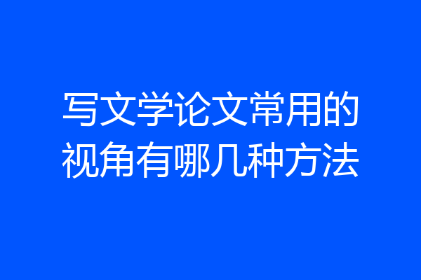 写文学论文常用的视角有哪几种方法