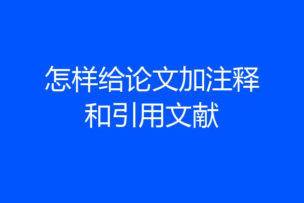 怎样给论文加注释和引用文献
