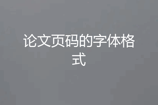 论文页码的字体格式