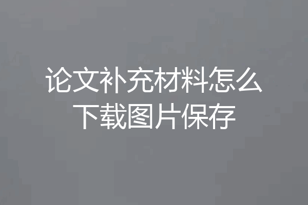 论文补充材料怎么下载图片保存
