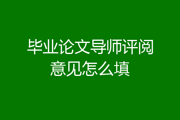 毕业论文导师评阅意见怎么填