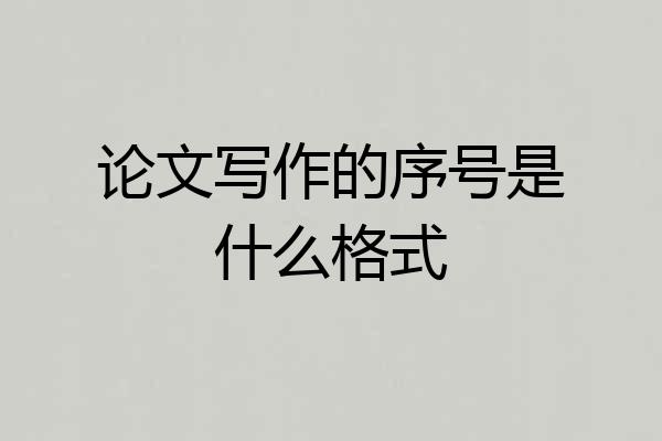 论文写作的序号是什么格式