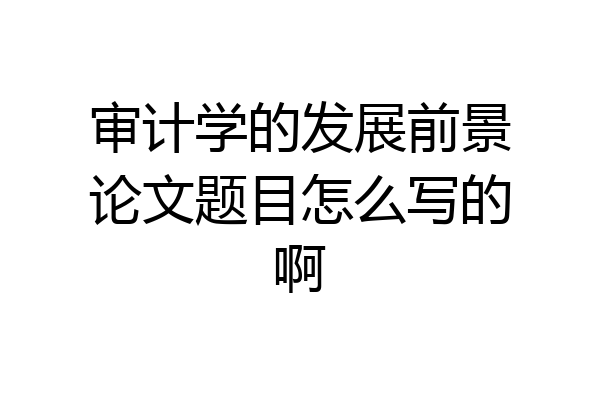 审计学的发展前景论文题目怎么写的啊