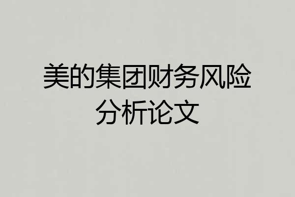 美的集团财务风险分析论文