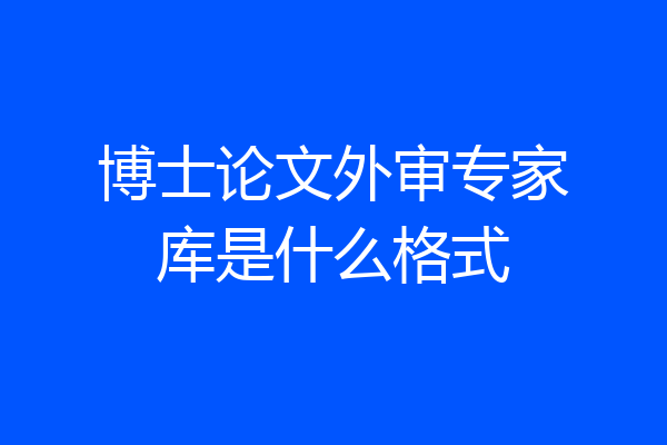 博士论文外审专家库是什么格式