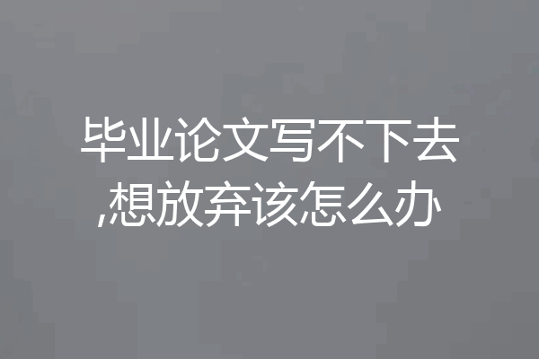 毕业论文写不下去,想放弃该怎么办