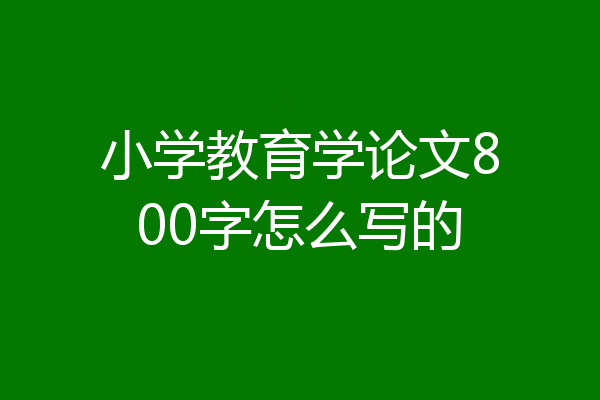 小学教育学论文800字怎么写的