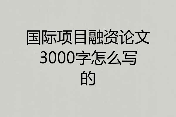 国际项目融资论文3000字怎么写的