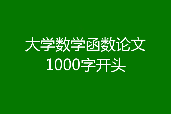 大学数学函数论文1000字开头