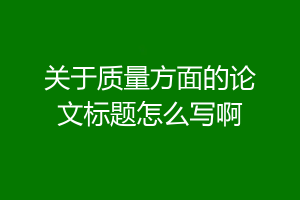关于质量方面的论文标题怎么写啊
