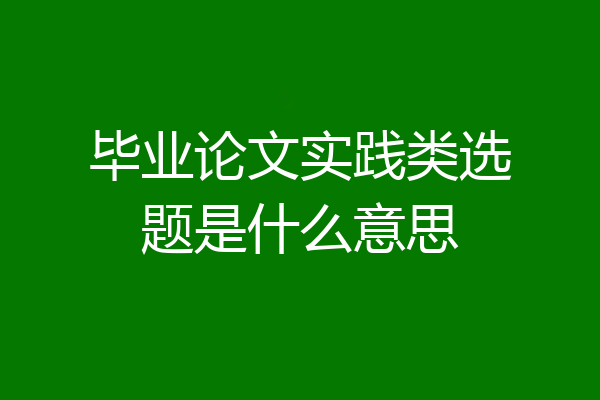毕业论文实践类选题是什么意思