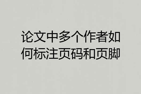 论文中多个作者如何标注页码和页脚
