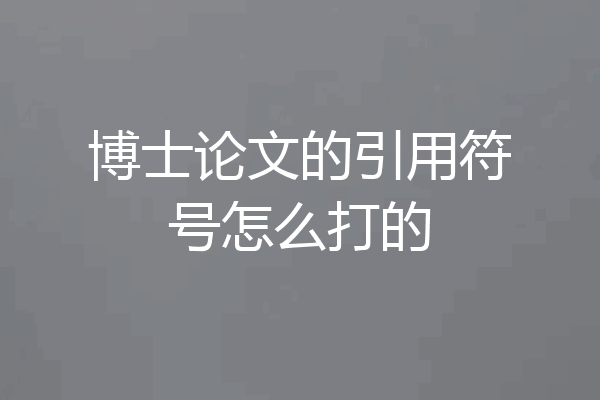 博士论文的引用符号怎么打的