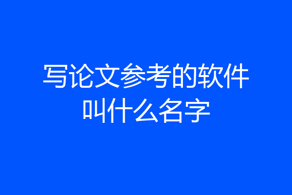 写论文参考的软件叫什么名字