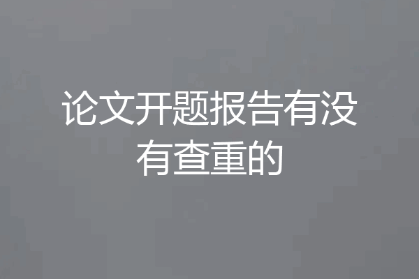 论文开题报告有没有查重的