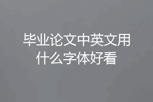 毕业论文中英文用什么字体好看