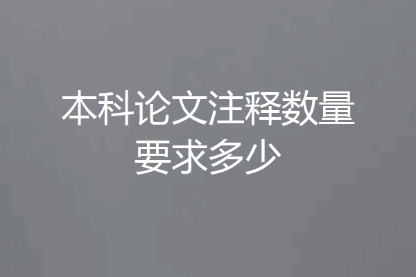 本科论文注释数量要求多少