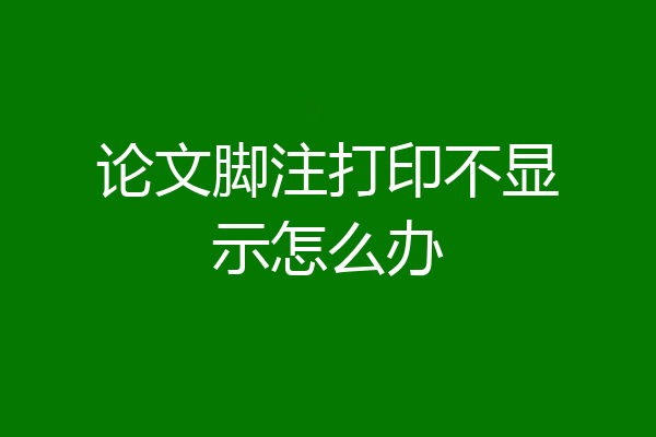 论文脚注打印不显示怎么办