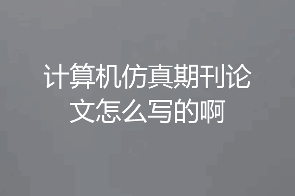 计算机仿真期刊论文怎么写的啊
