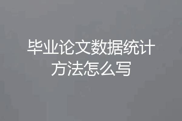 毕业论文数据统计方法怎么写