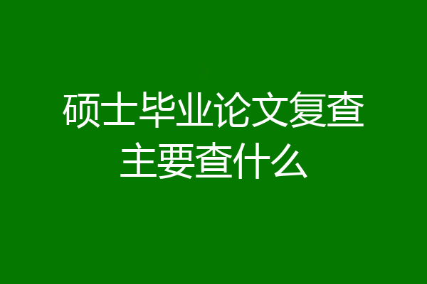硕士毕业论文复查主要查什么