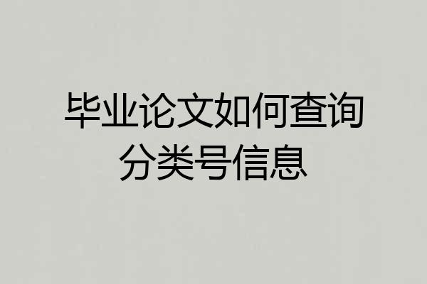 毕业论文如何查询分类号信息