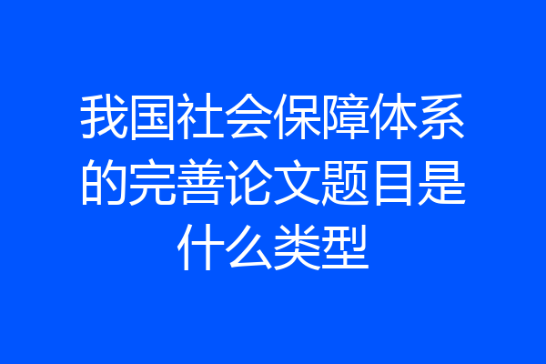 我国社会保障体系的完善论文题目是什么类型