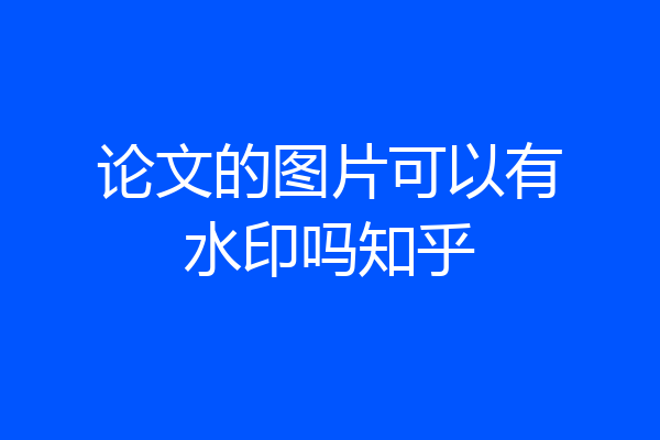 论文的图片可以有水印吗知乎