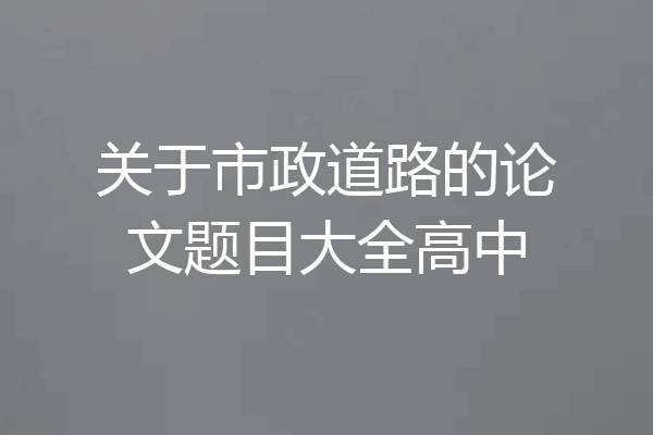关于市政道路的论文题目大全高中