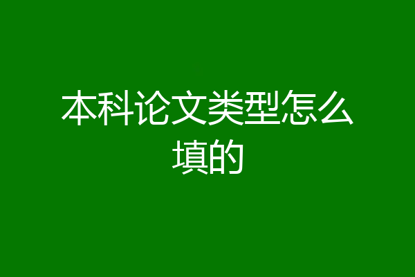 本科论文类型怎么填的