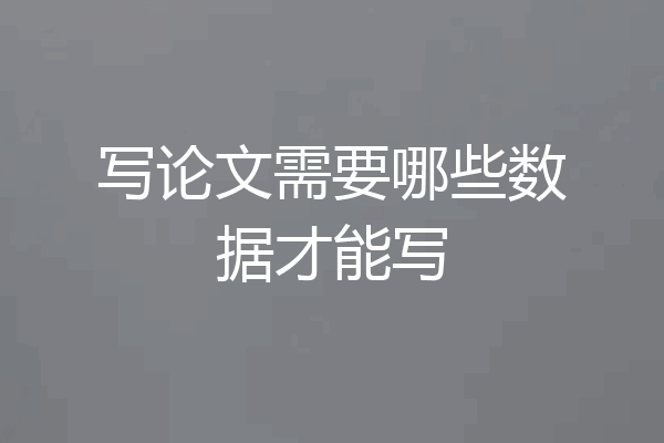 写论文需要哪些数据才能写