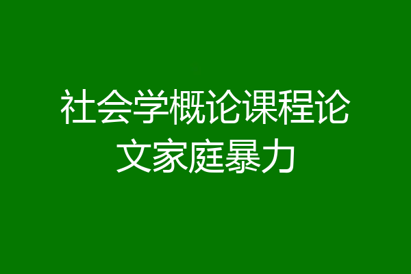 社会学概论课程论文家庭暴力