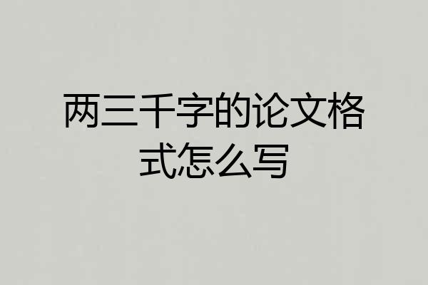 两三千字的论文格式怎么写