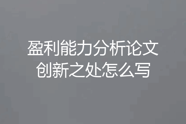 盈利能力分析论文创新之处怎么写