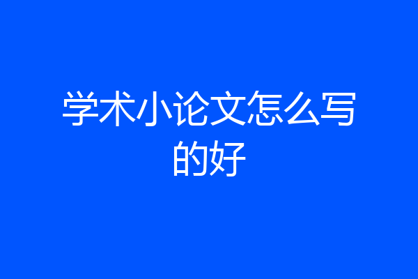 学术小论文怎么写的好