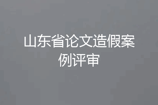 山东省论文造假案例评审