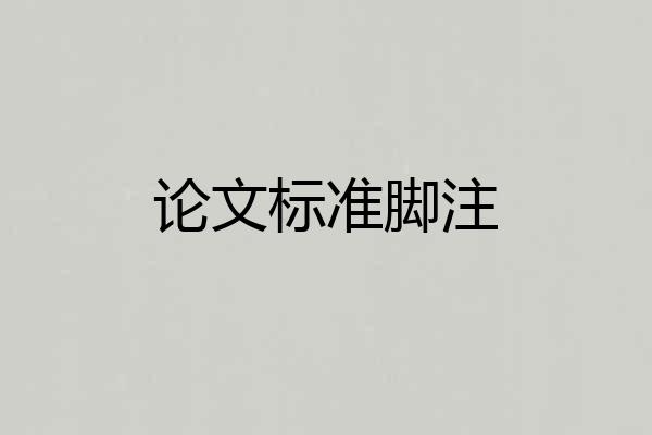 论文标准脚注