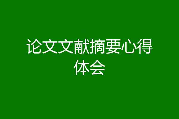 论文文献摘要心得体会