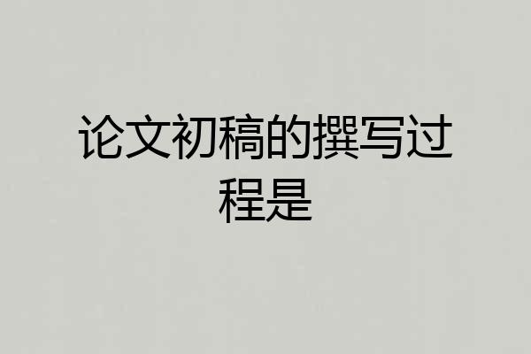 论文初稿的撰写过程是