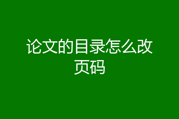 论文的目录怎么改页码