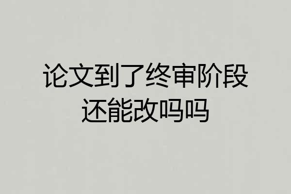 论文到了终审阶段还能改吗吗