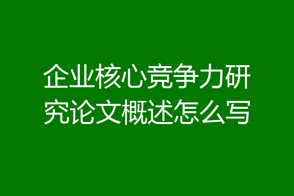 企业核心竞争力研究论文概述怎么写