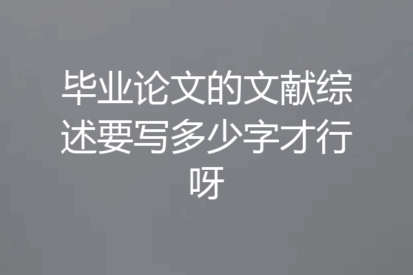 毕业论文的文献综述要写多少字才行呀
