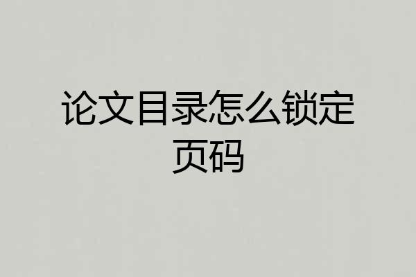 论文目录怎么锁定页码