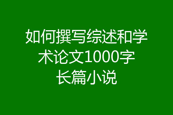 如何撰写综述和学术论文1000字长篇小说