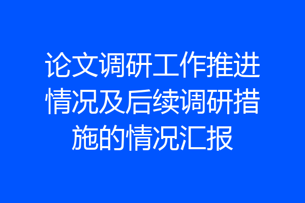 论文调研工作推进情况及后续调研措施的情况汇报